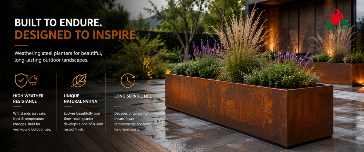 Metal trough planters